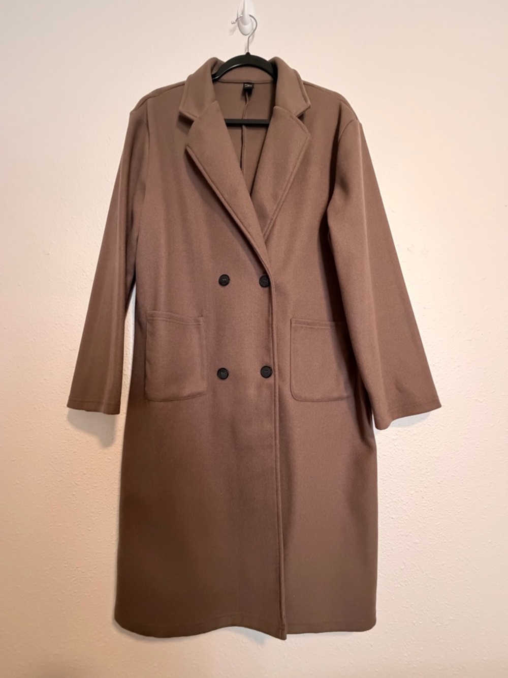 Women's Double-Breasted Long Wool-Blend Coat - Brown